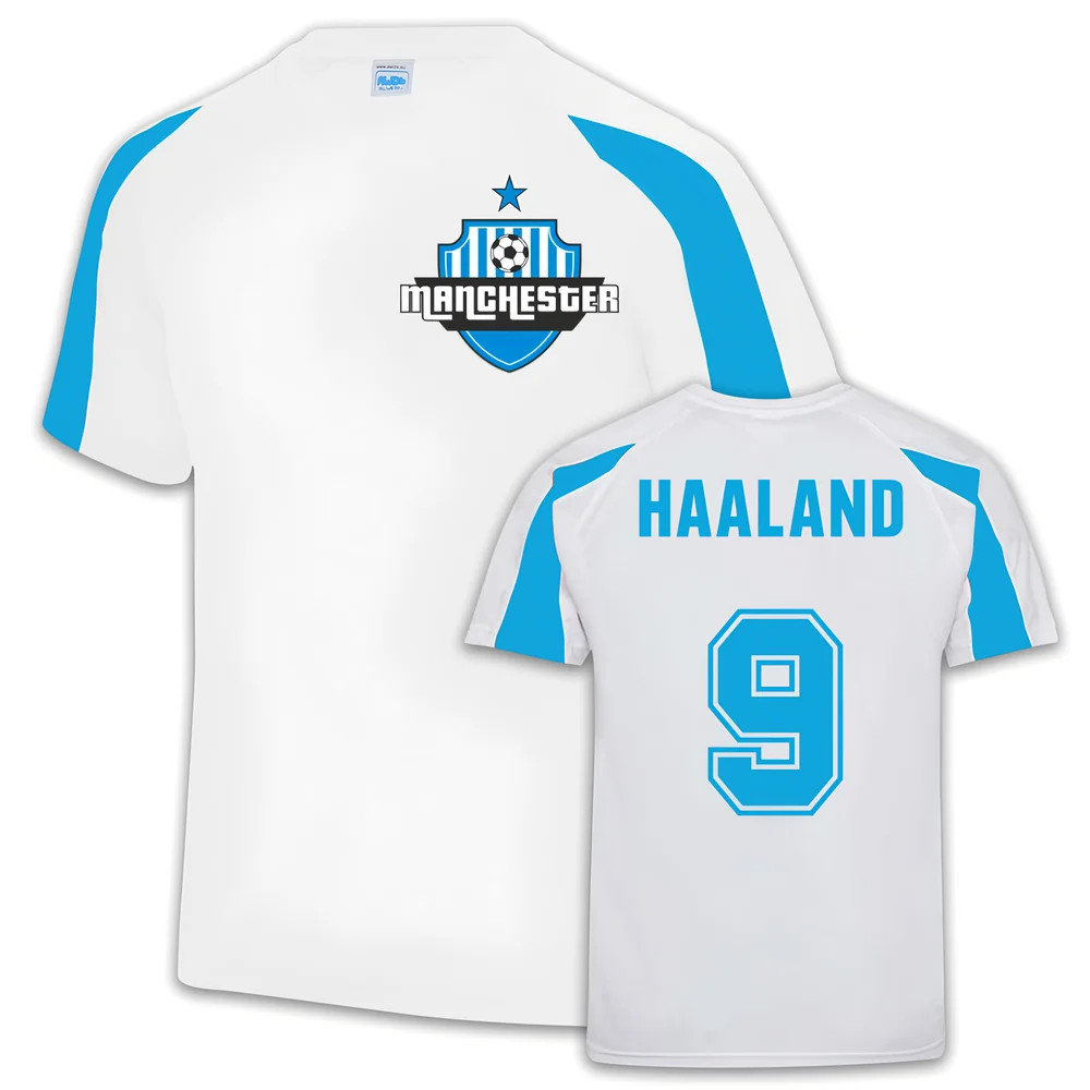 Manchester City Sports Training Jersey (Erling Haaland 9) Polyester Uksoccershop Men's White Large