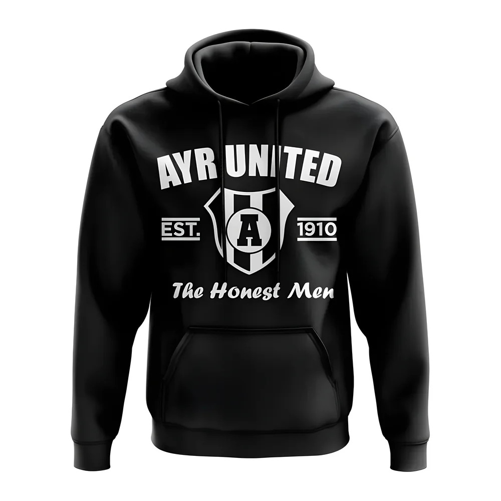 Ayr United Established Hoody (Black) Polyester Uksoccershop Men's Black Medium