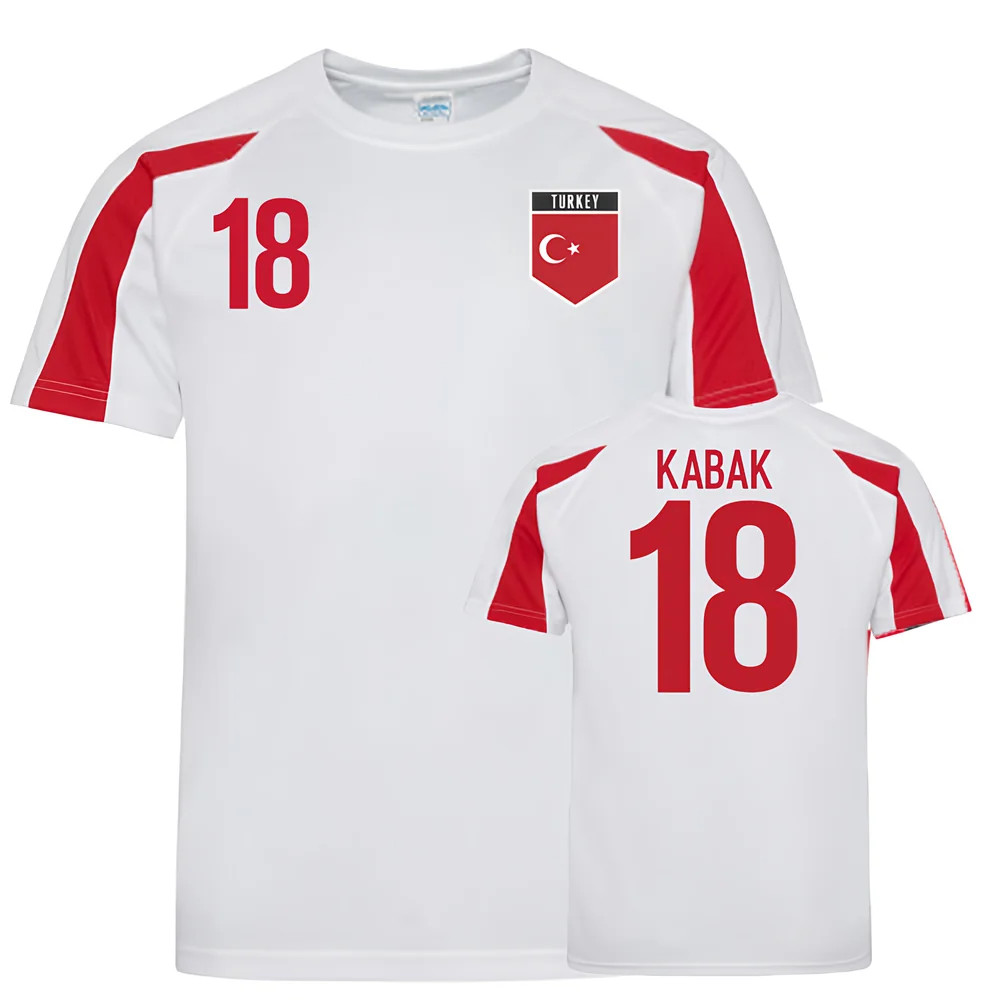 Turkey Sports Training Jerseys (Kabak 18) Polyester Uksoccershop Men's White-Red Medium