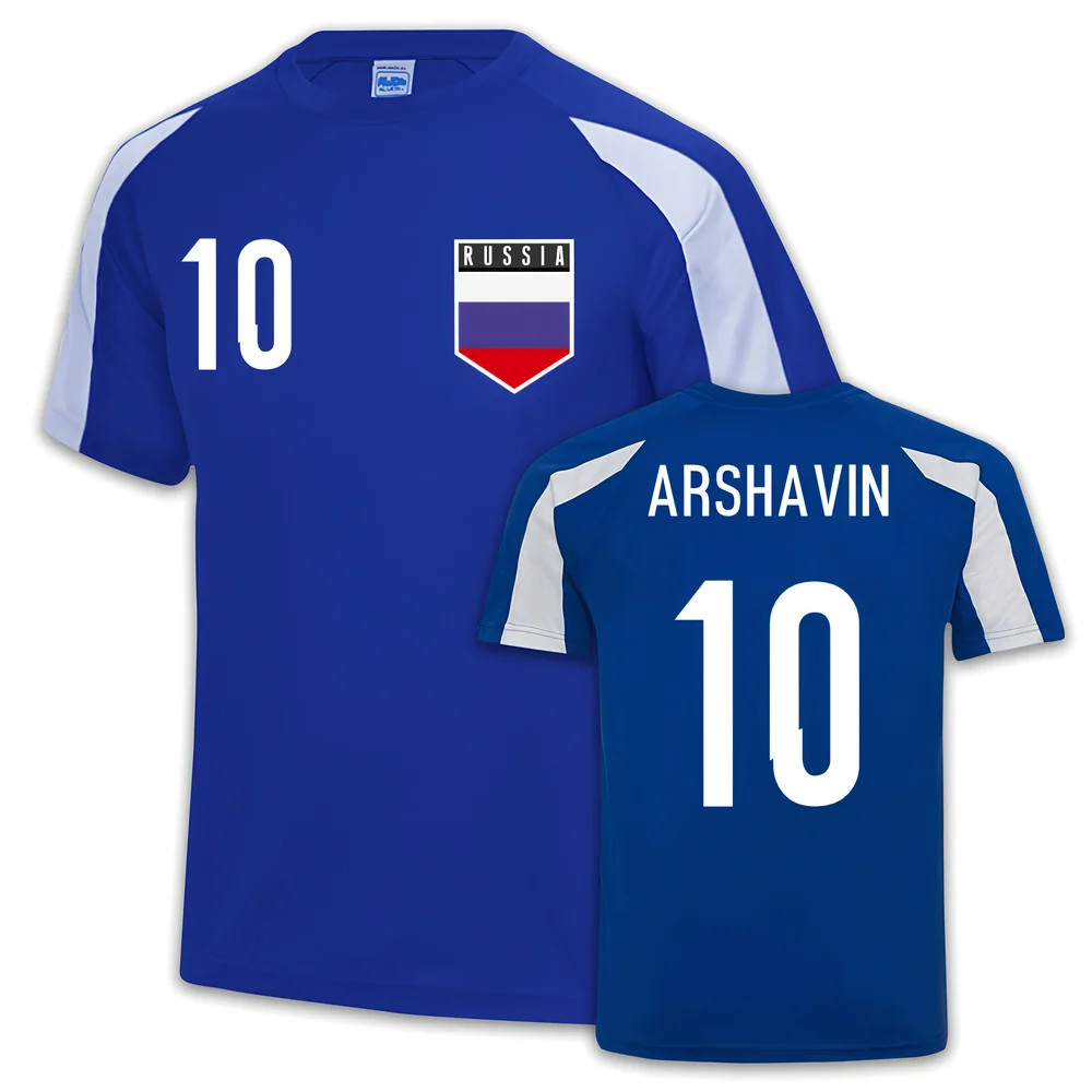 Russia Sports Jersey Training (Andrei Arshavin 10) Polyester Uksoccershop Men's Blue Large
