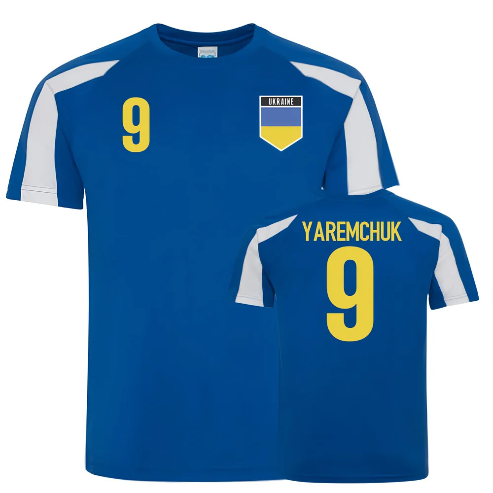Ukraine Sports Training Jersey (Yaremchuk 9) Polyester Uksoccershop Men's Blue Small