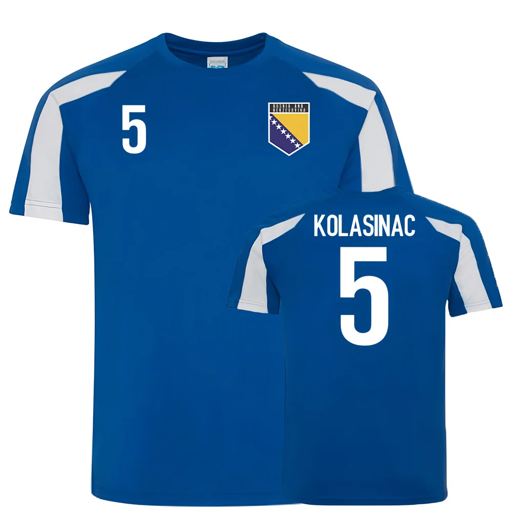 Bosnia And Herzegovina Sports Training Jerseys (Kolasinac 5) Polyester Uksoccershop Men's Blue Large