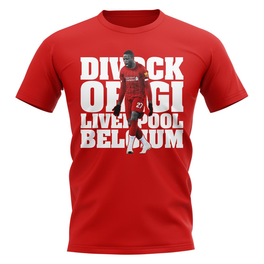 Divock Origi Liverpool Player T-Shirt (Red) Polyester Uksoccershop Men's Red Medium