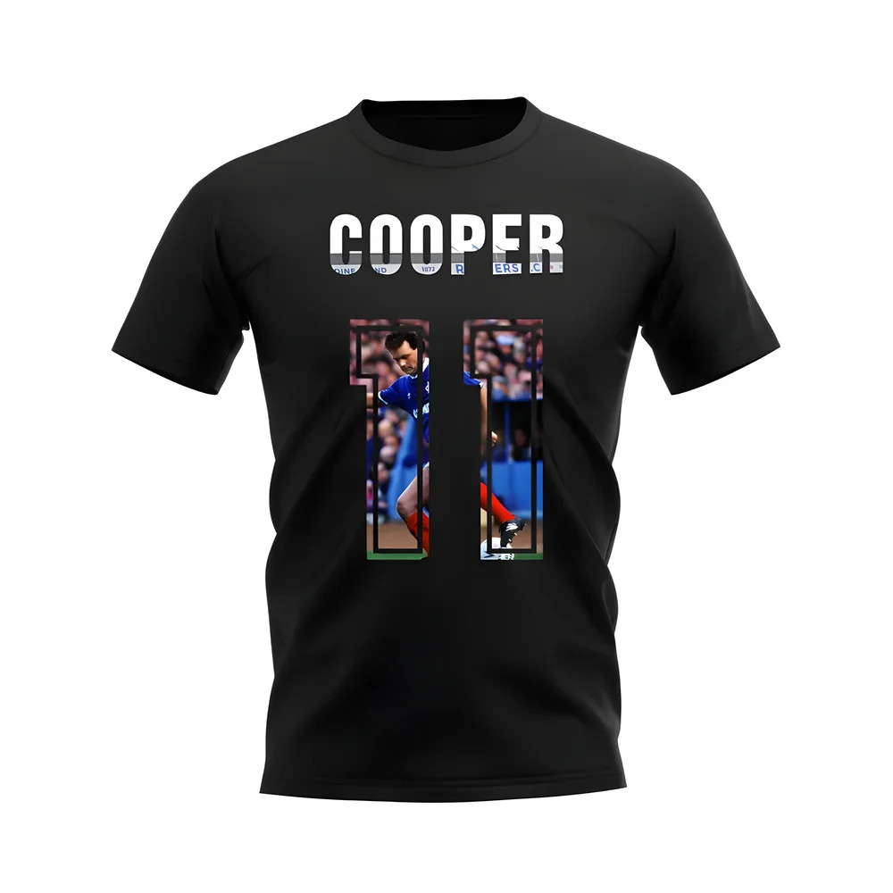 Davie Cooper Name And Number Rangers T-Shirt (Black) Polyester Uksoccershop Men's Black Extra Small