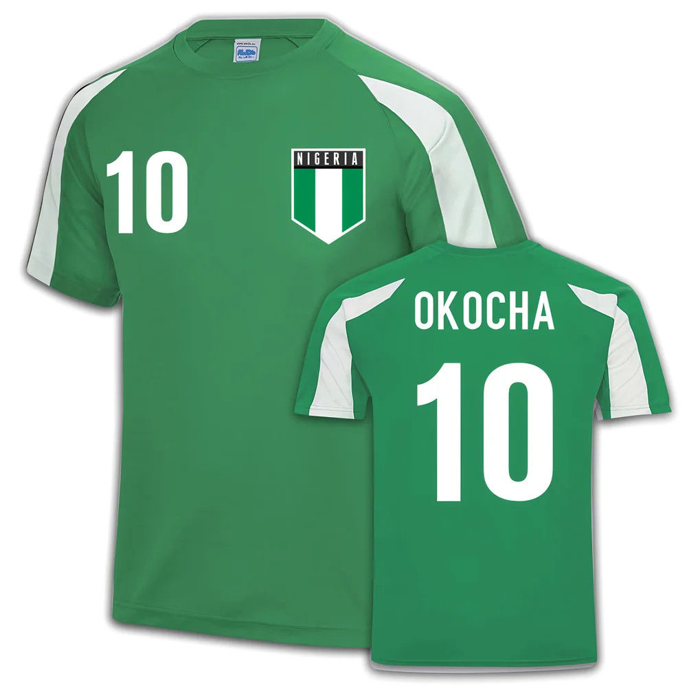 Nigeria Sports Training Jersey (Jay Jay Okocha 10) Polyester Uksoccershop Men's Green Medium