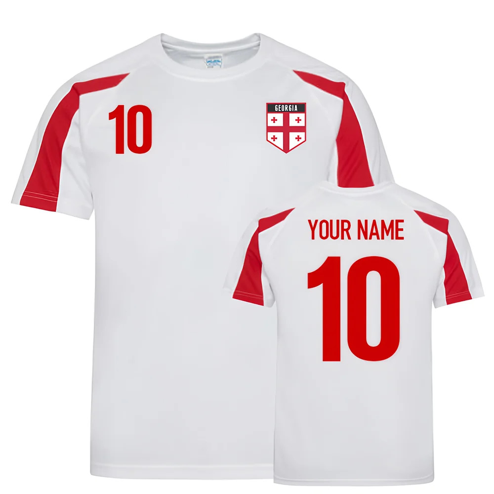 Georgia Sports Training Jersey (Your Name) Polyester Uksoccershop Men's White-Red Extra Large