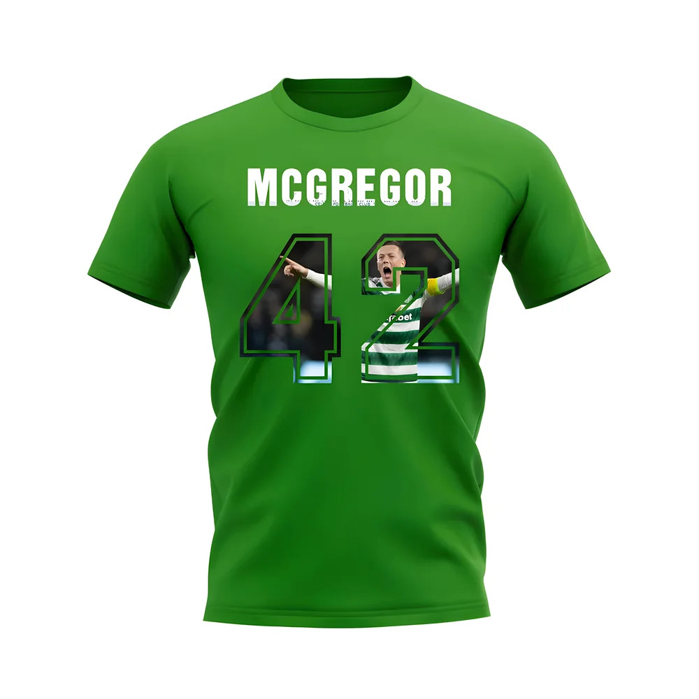 Callum Mcgregor Name And Number Celtic T-Shirt (Green) Polyester Uksoccershop Men's Green Small