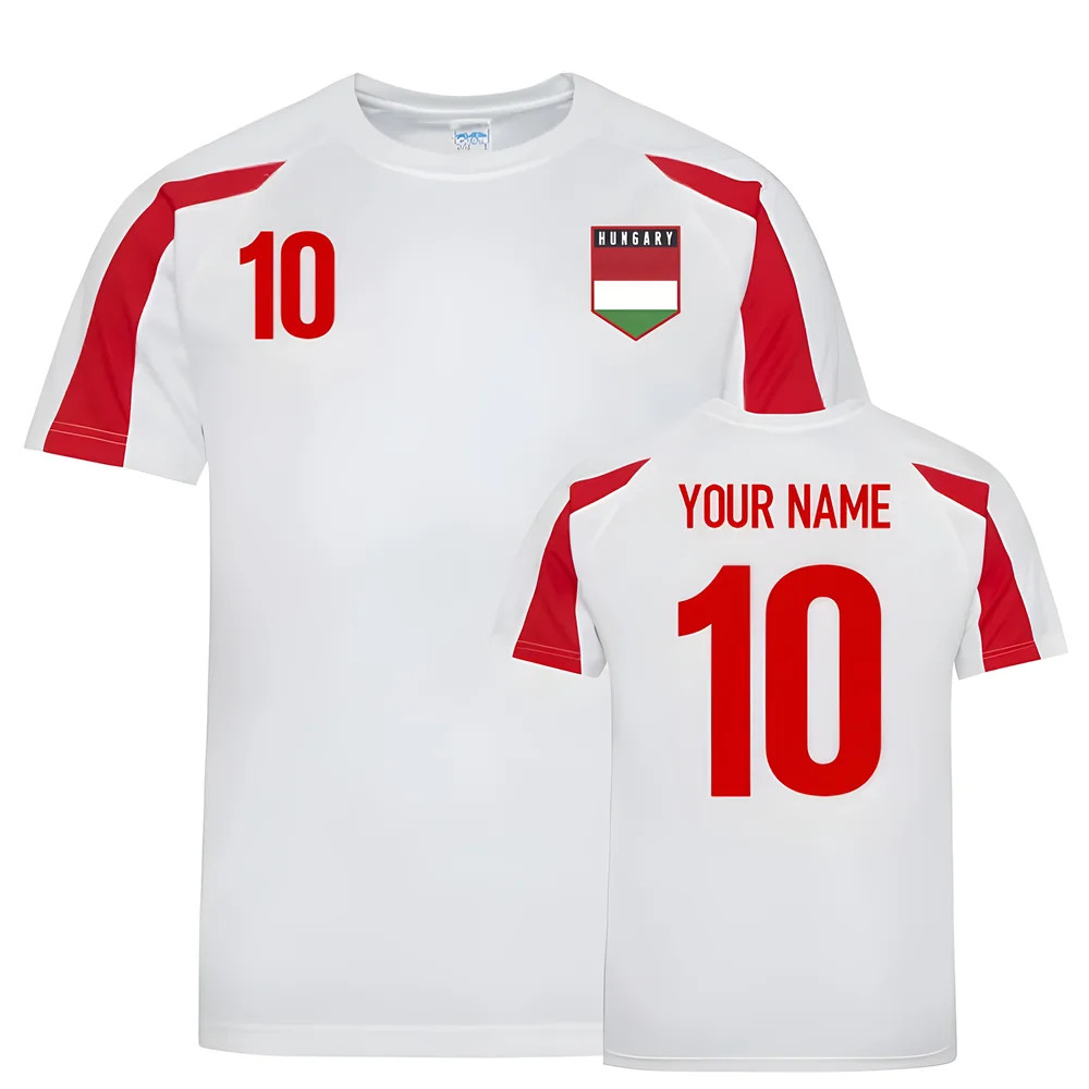 Hungary Sports Training Jersey (Your Name) Polyester Uksoccershop Men's White-Red Small
