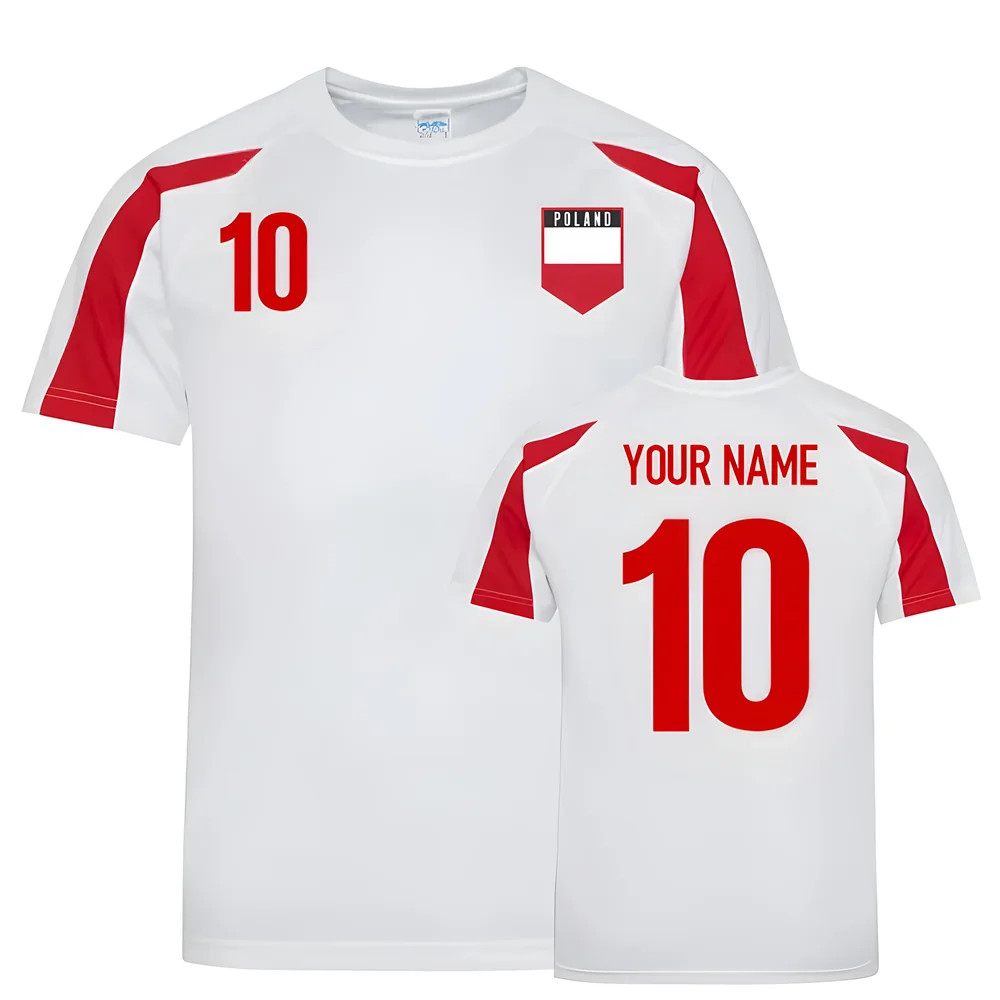 Poland Sports Training Jersey (Your Name) Polyester Uksoccershop Men's White-Red Medium