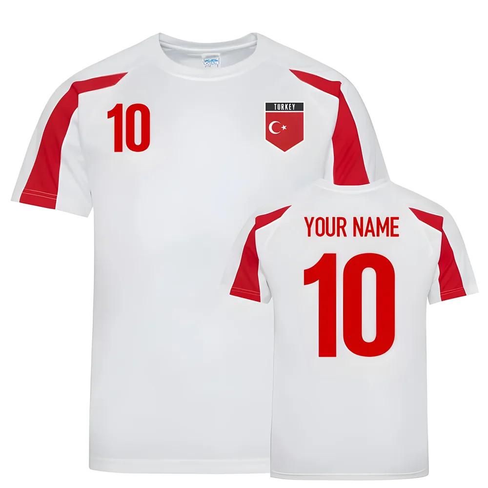 Turkey Sports Training Jersey (Your Name) Polyester Uksoccershop Men's White-Red Medium