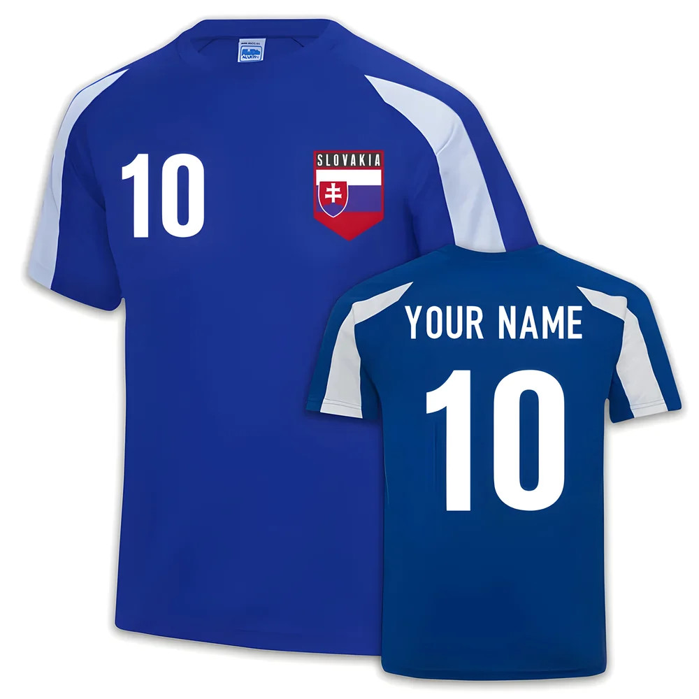 Slovakia Sports Training Jersey (Your Name) Polyester Uksoccershop Men's Blue Large