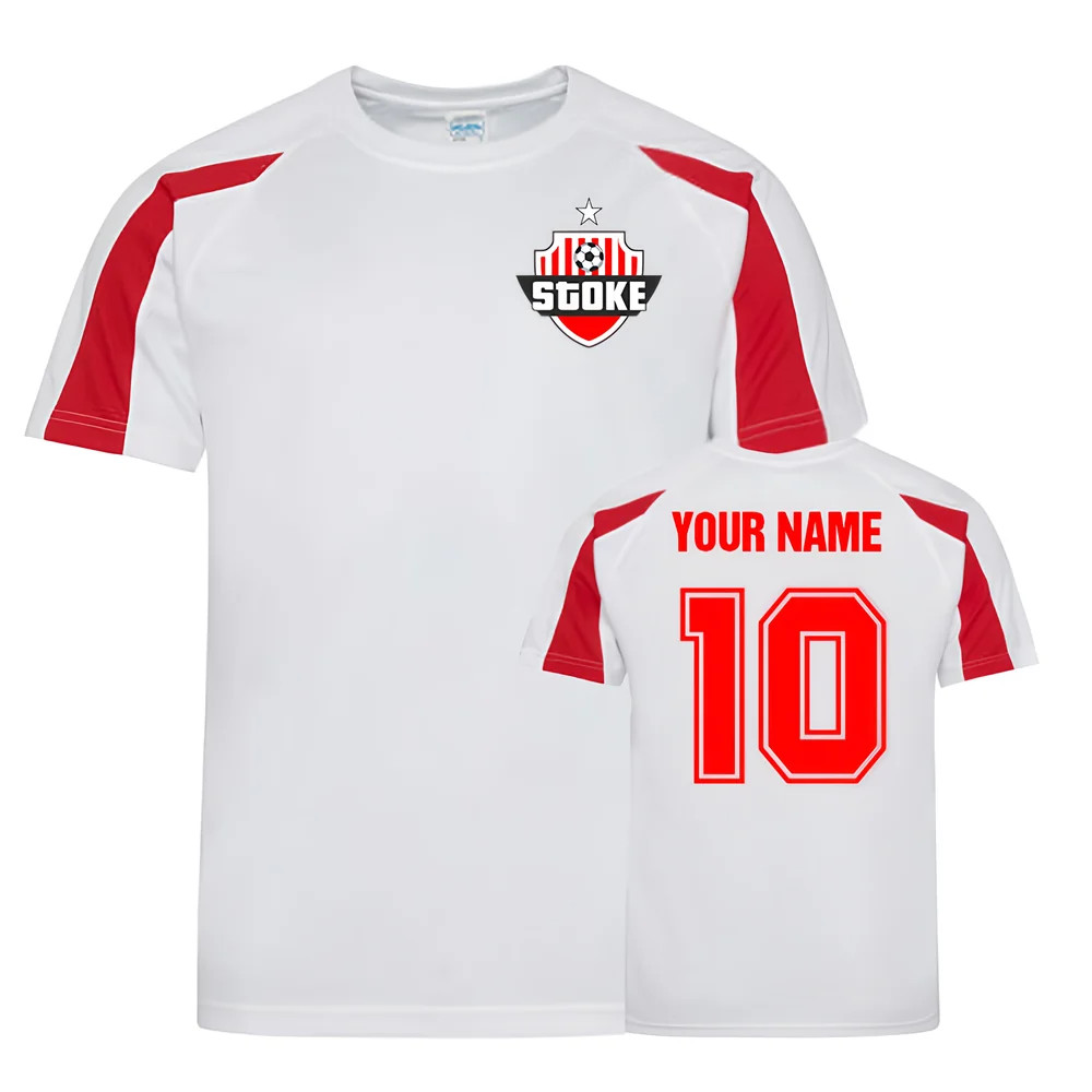 Your Name Stoke City Sports Training Jersey (White) Polyester Uksoccershop Men's White Extra Large