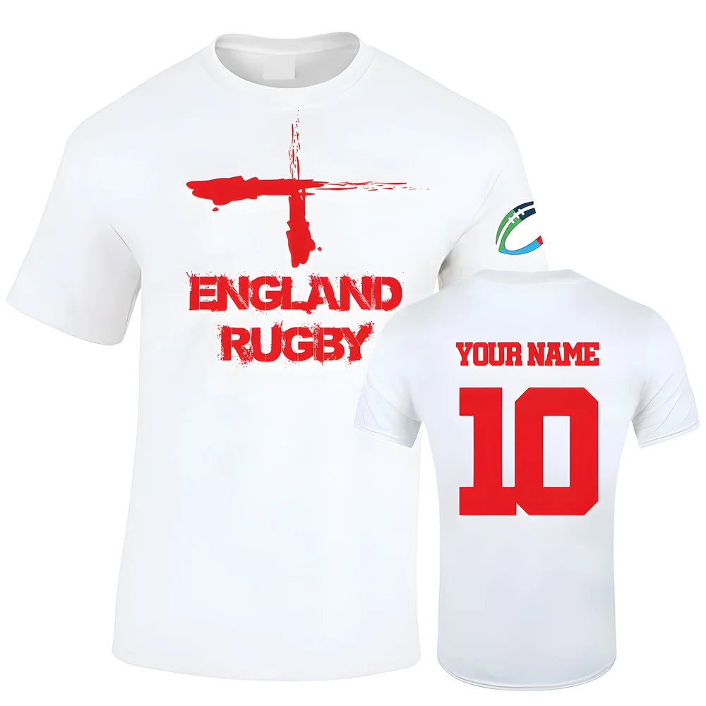 England Country Rugby T-Shirt (Your Name) Polyester Uksoccershop Men's White Small