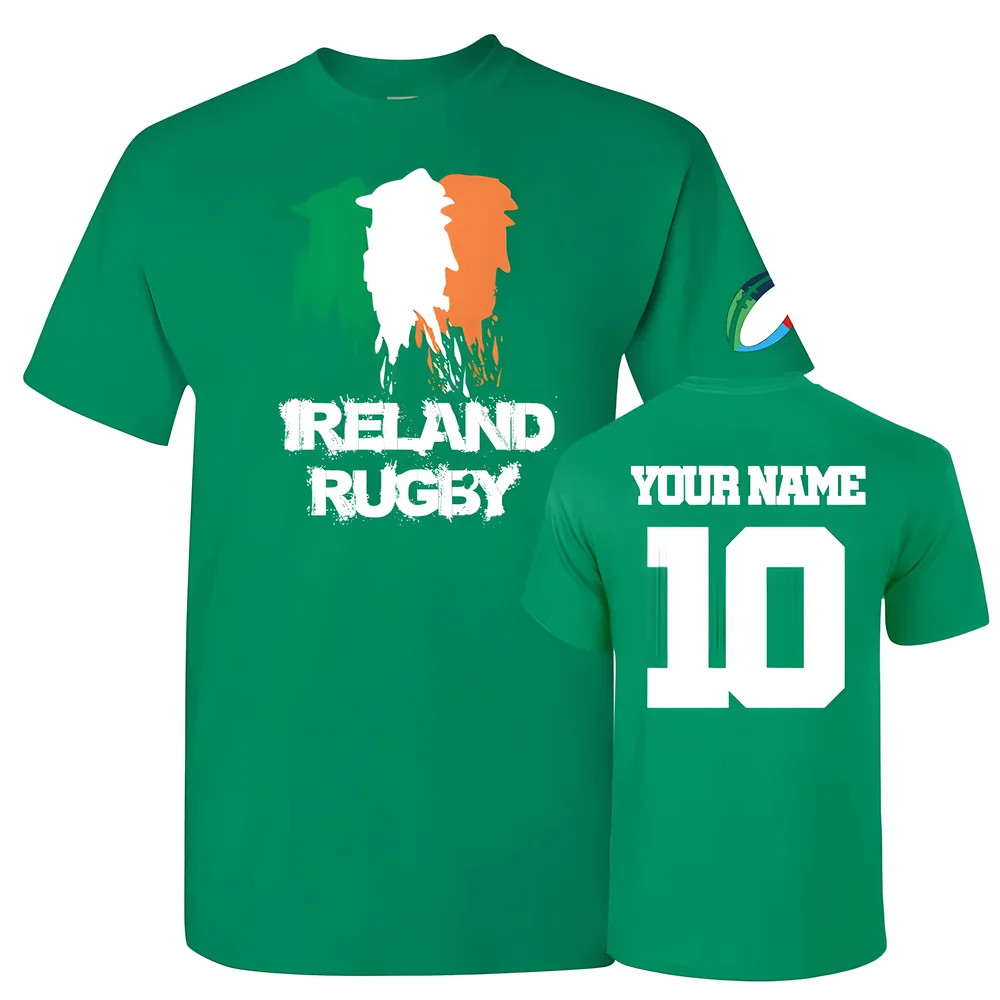 Ireland Country Rugby T-Shirt (Your Name) Polyester Uksoccershop Men's Green Medium