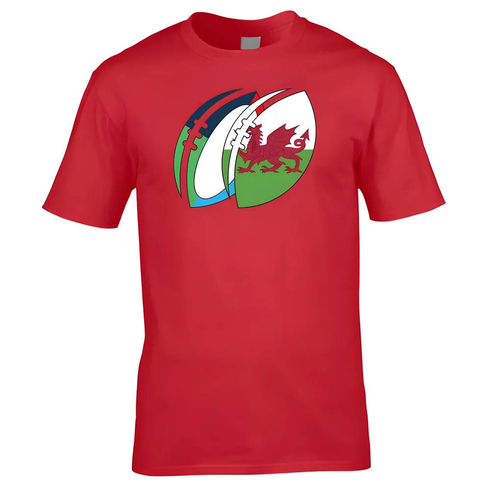 Wales Rugby Ball T-Shirt Polyester Uksoccershop Men's Red Large