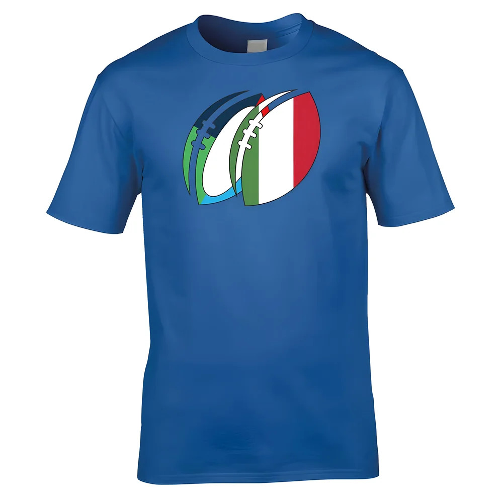 Italy Rugby Ball T-Shirt Polyester Uksoccershop Men's Blue Large