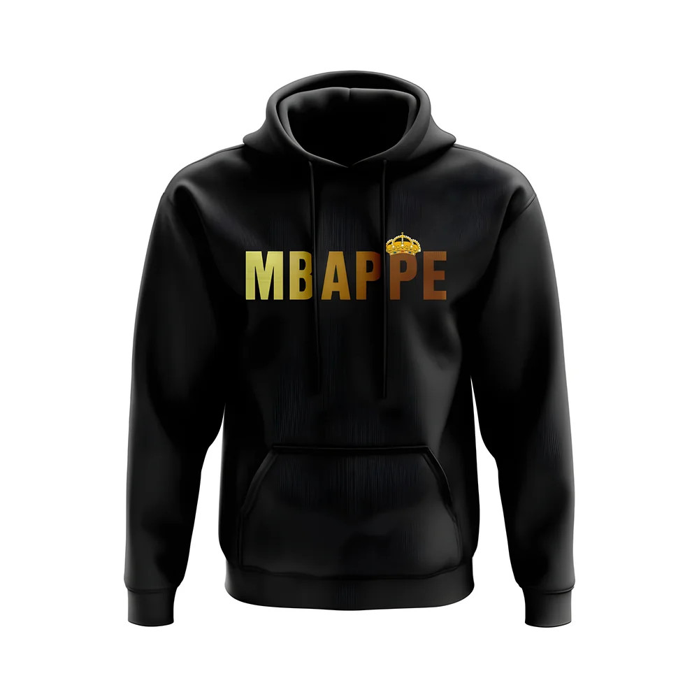 Kylian Mbappe Real Madrid Crown Hoody (Black) Polyester Uksoccershop Men's Black Small