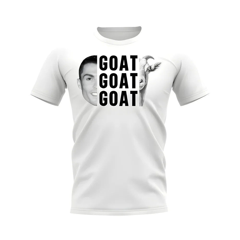 Cristiano Ronaldo Goat T-Shirt (White) Polyester Real Madrid Uksoccershop Men's White Small