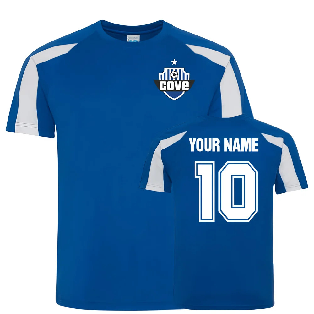 Your Name Cove Rangers Sports Training Jersey (Blue) Polyester Uksoccershop Men's Blue Extra Large