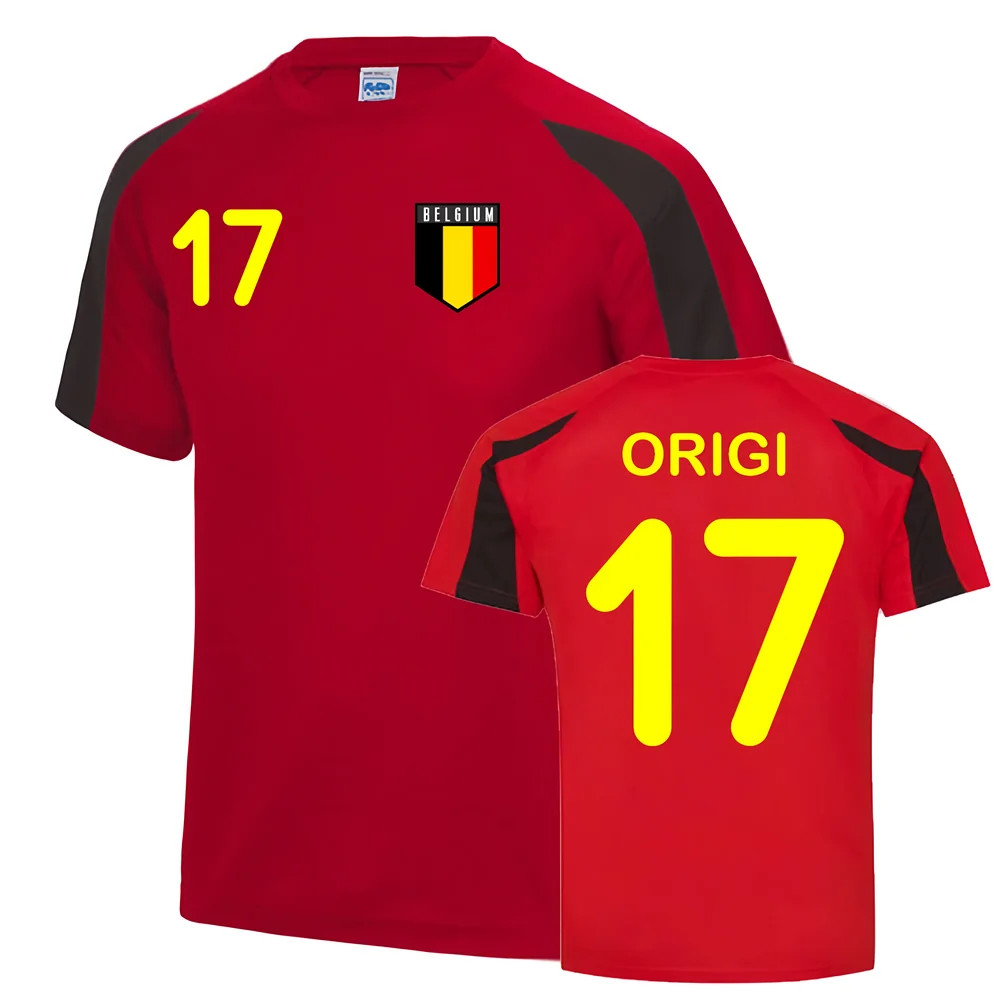 Divock Origi Belgium Sports Training Jersey (Red-) Polyester Uksoccershop Men's Black Small