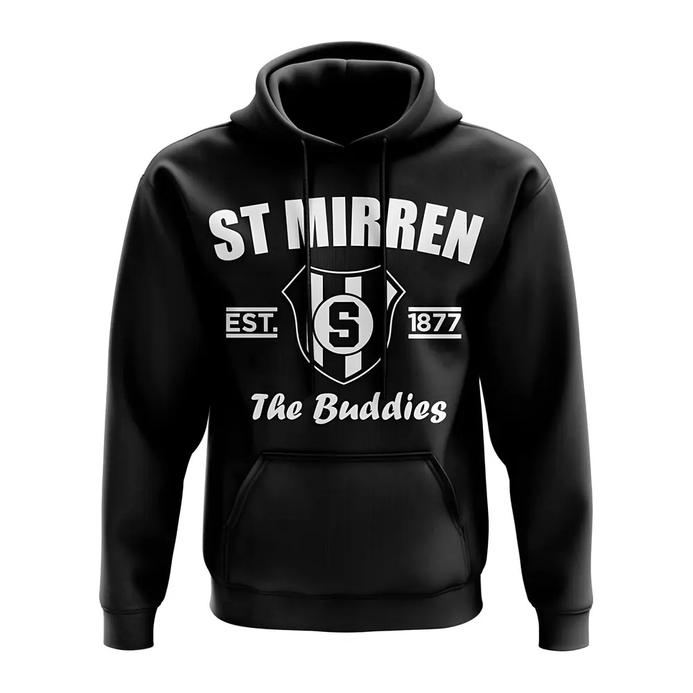 St Mirren Established Hoody (Black) Polyester Uksoccershop Men's Black Xxl