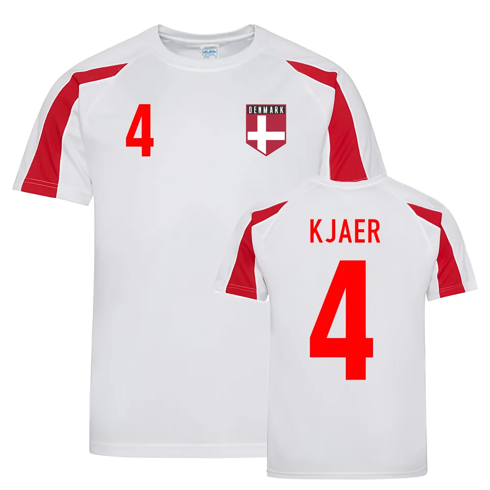 Simon Kjaer Denmark Sports Training Jersey (White-) Polyester Uksoccershop Men's Red Extra Small