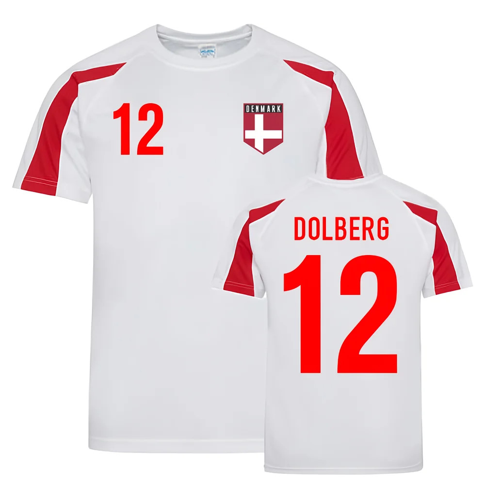 Kasper Dolberg Denmark Sports Training Jersey (White-) Polyester Uksoccershop Men's Red Xxl