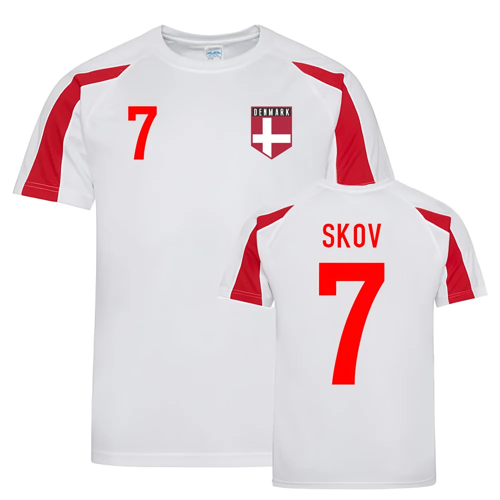 Robert Skov Denmark Sports Training Jersey (White-) Polyester Uksoccershop Men's Red Medium