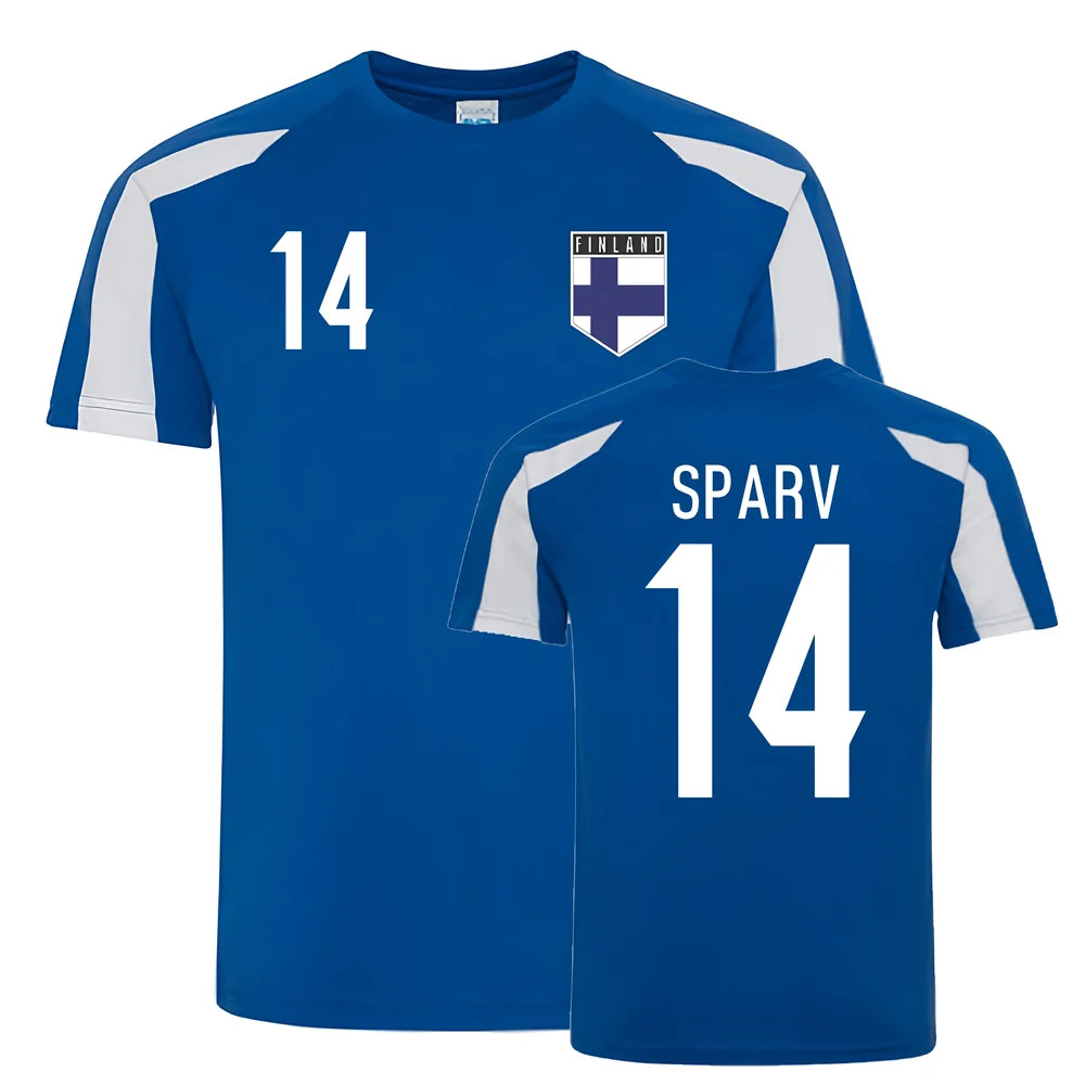 Tim Sparv Finland Sports Training Jersey (-White) Polyester Uksoccershop Men's Blue Large