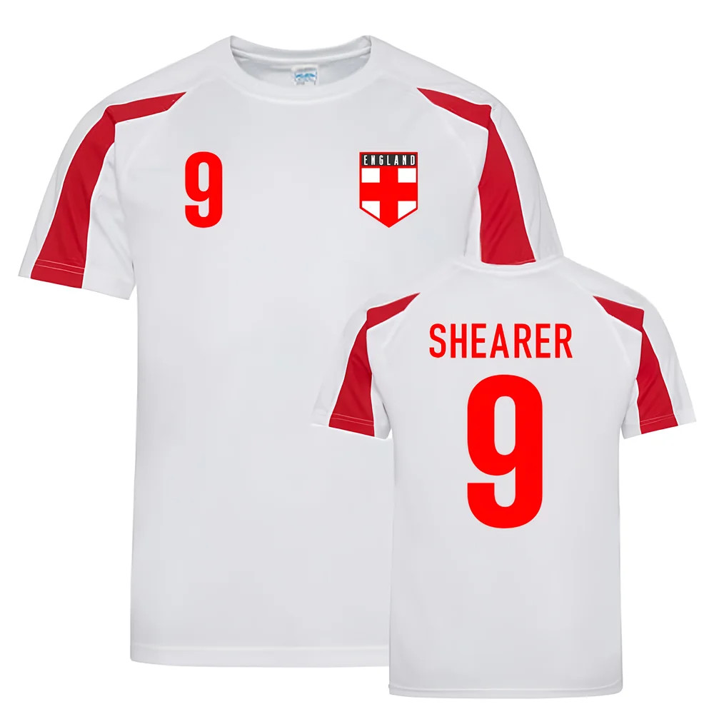 Alan Shearer England Sports Training Jersey (White-) Polyester Uksoccershop Men's Red Extra Large