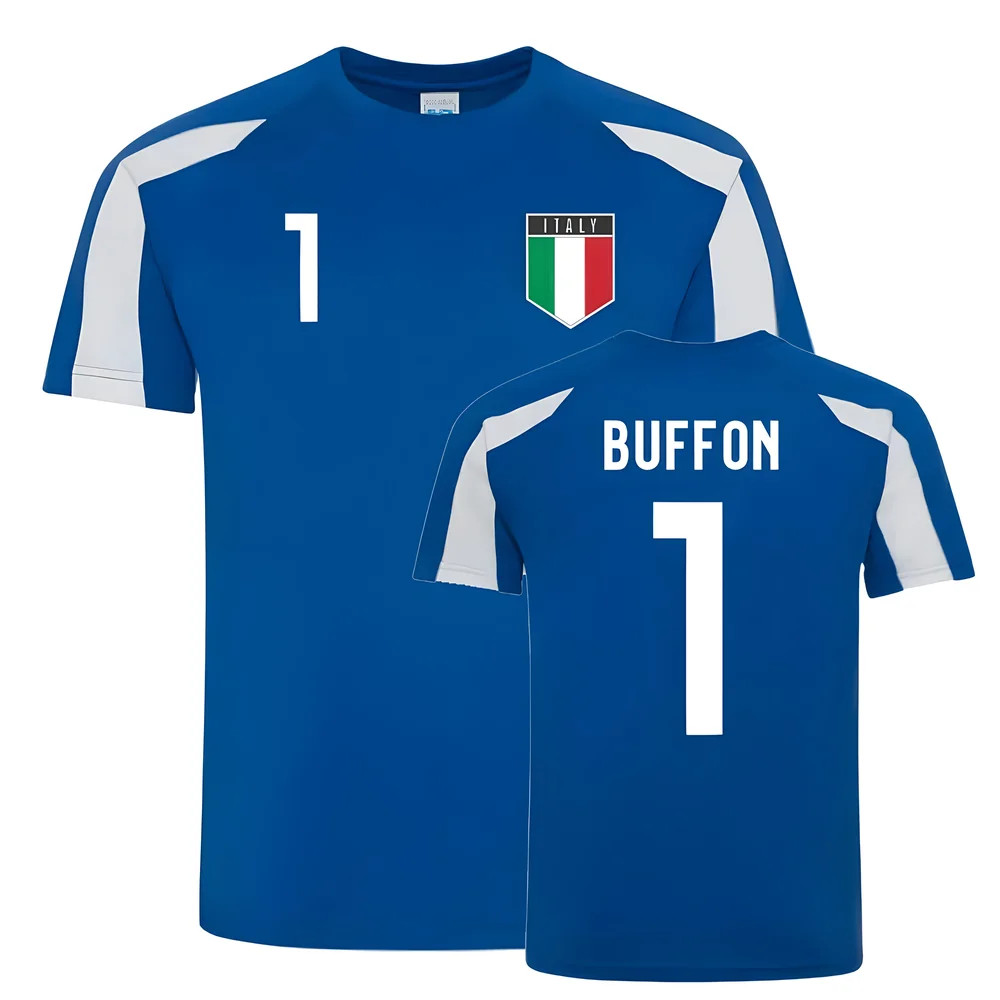 Gianluigi Buffon Italy Sports Training Jersey (-White) Polyester Uksoccershop Men's Blue Large