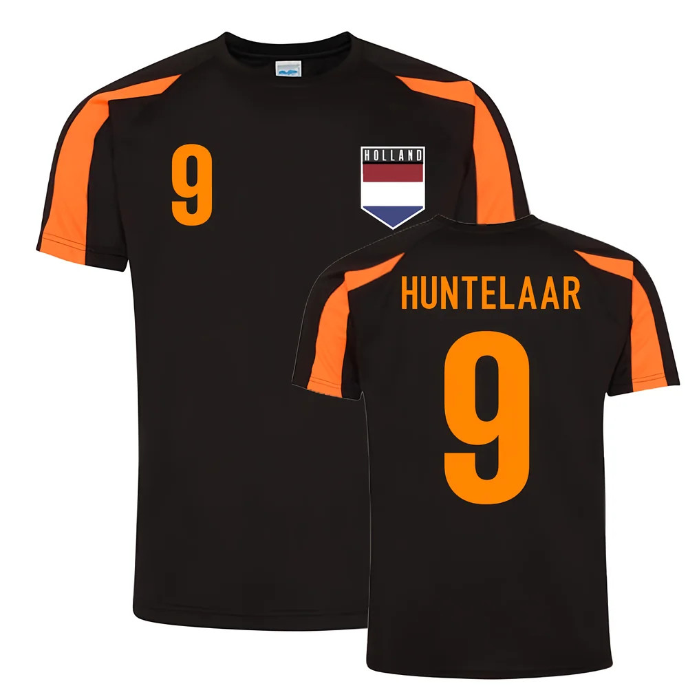 Klass-Jan Huntelaar Holland Sports Training Jersey (-Orange) Polyester Uksoccershop Men's Black Medium