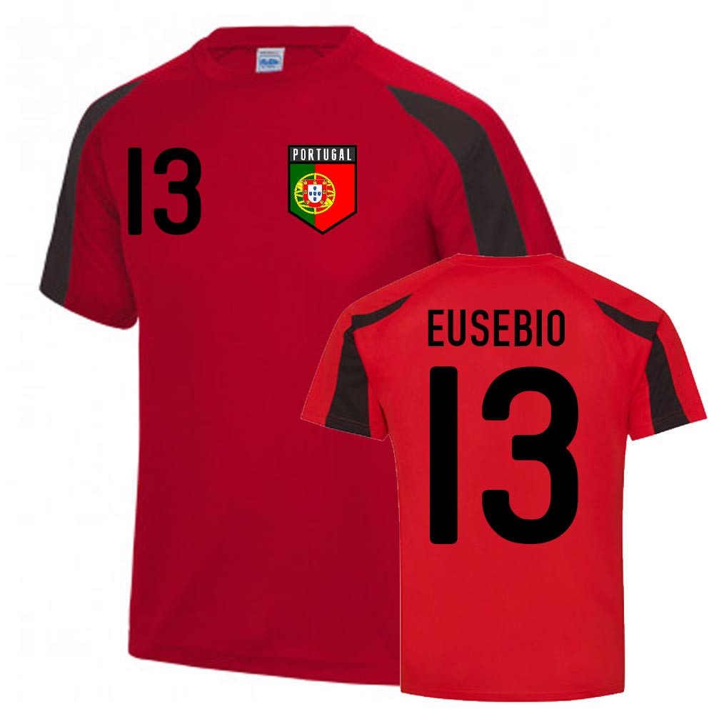 Click to view product details and reviews for Eusebio Portugal Sports Training Jersey Red Black.