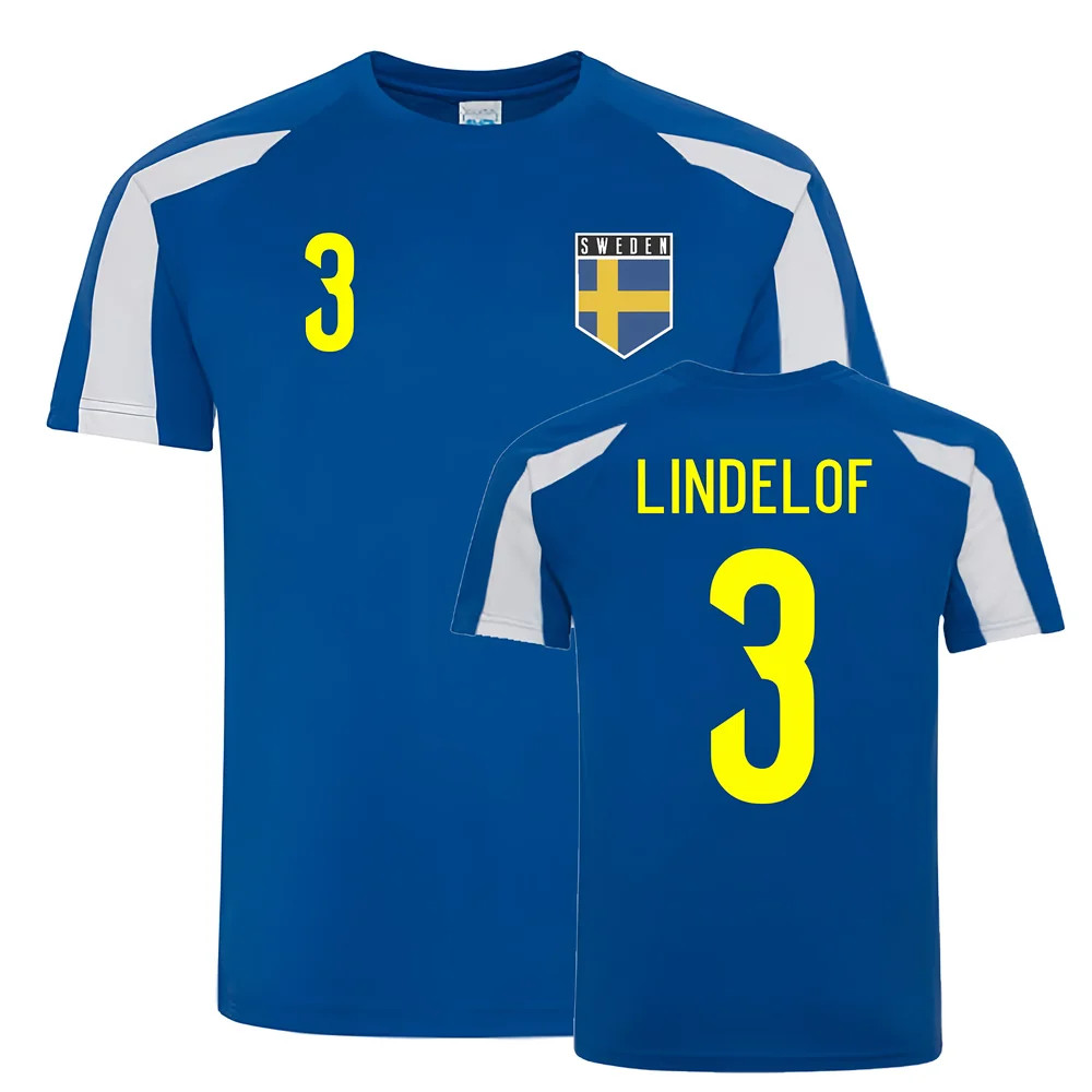 Victor Lindelof Sweden Sports Training Jersey (-White) Polyester Uksoccershop Men's Blue Extra Large