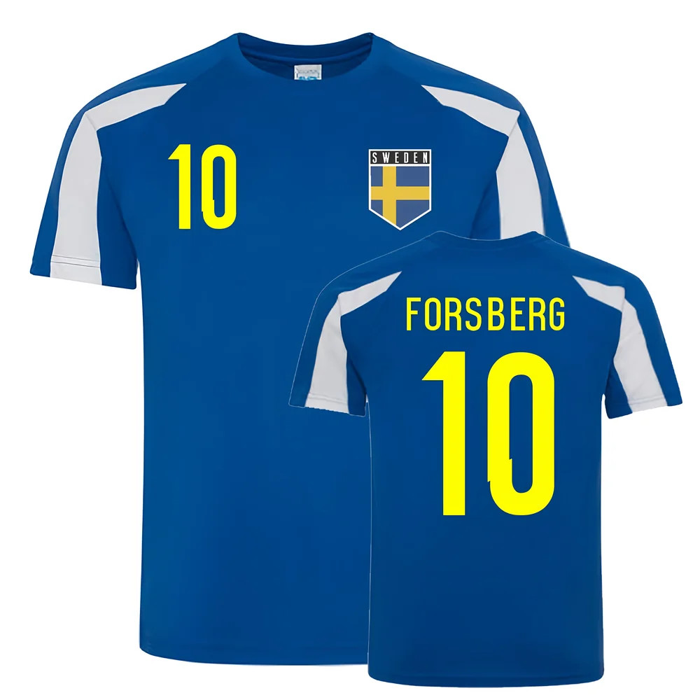 Emil Forsberg Sweden Sports Training Jersey (-White) Polyester Uksoccershop Men's Blue Large