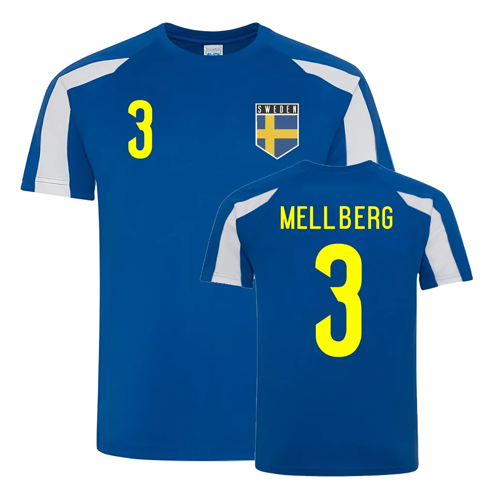 Olof Mellberg Sweden Sports Training Jersey (-White) Polyester Uksoccershop Men's Blue Medium