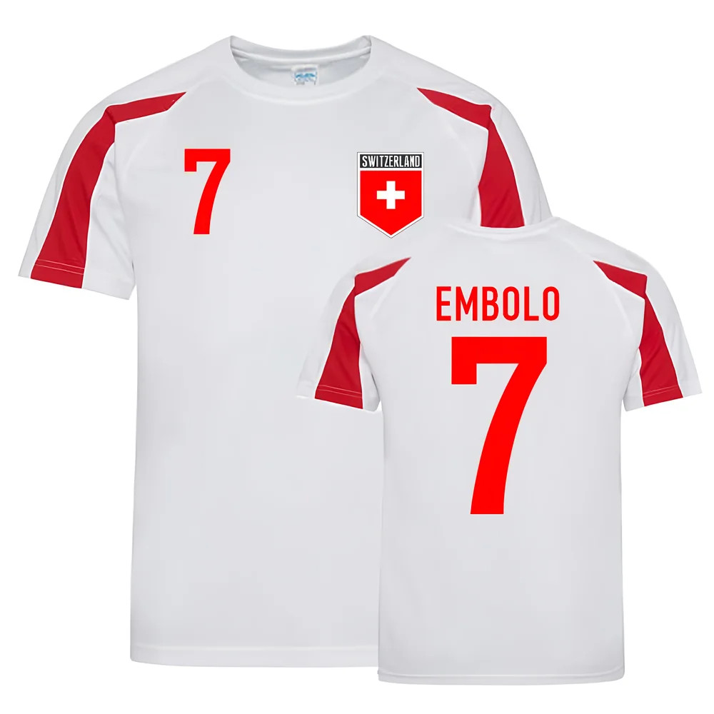 Breel Embolo Switzerland Sports Training Jersey (White-) Polyester Uksoccershop Men's Red Extra Large