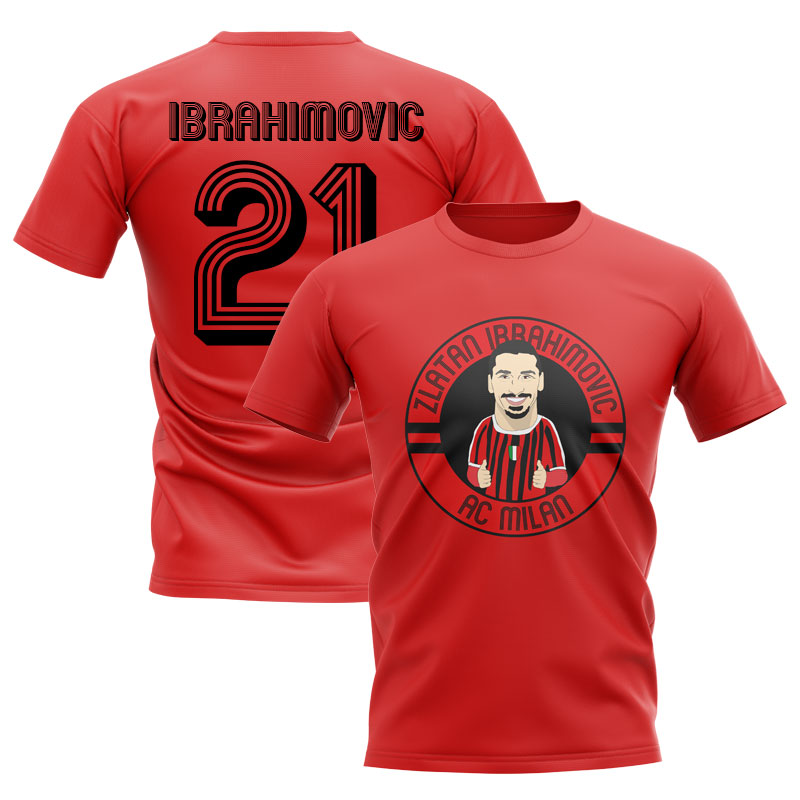 Click to view product details and reviews for Zlatan Ibrahimovic Ac Milan Illusration T Shirt Red.