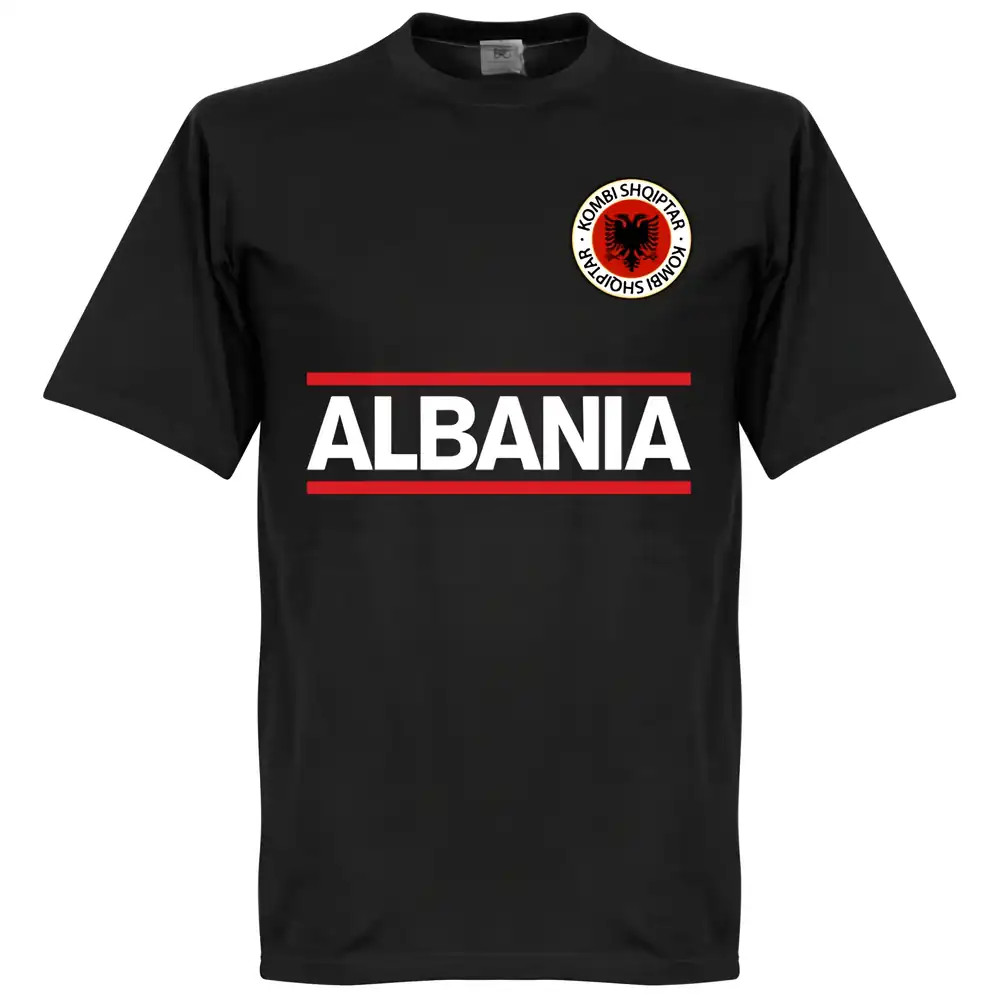 Albania Team T-Shirt - Polyester Made By: Soccer Tees Men's Black Extra Large