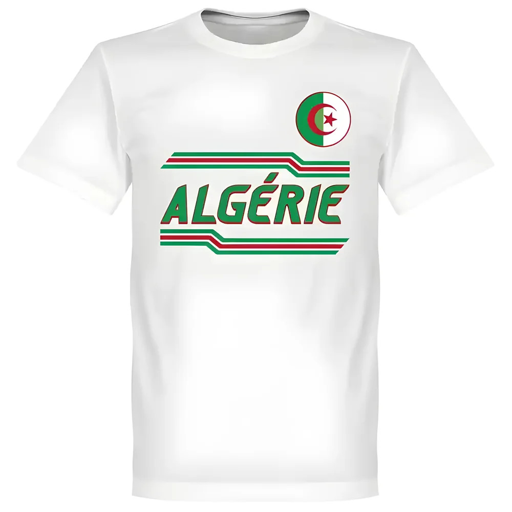 Algeria Team T-Shirt - Polyester Made By: Soccer Tees Men's White Extra Large