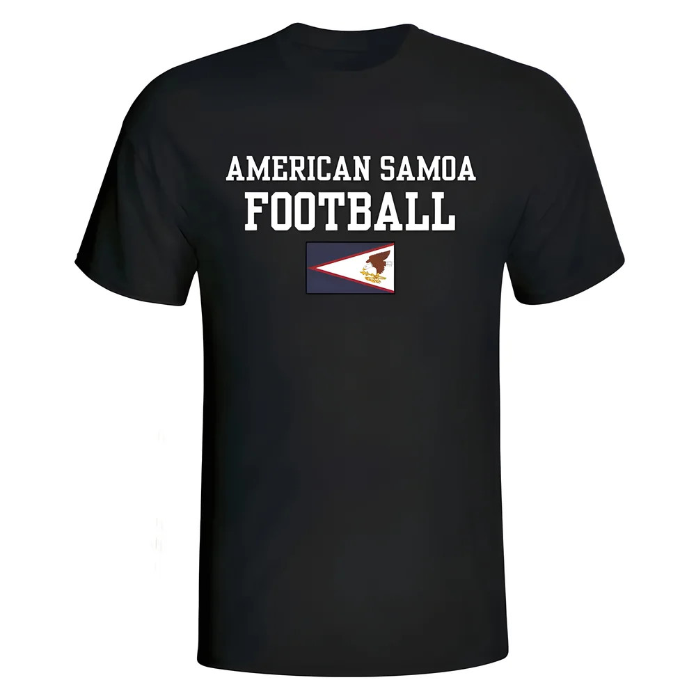 American Samoa Football T-Shirt - Polyester Made By: Soccer Tees Men's Black Large