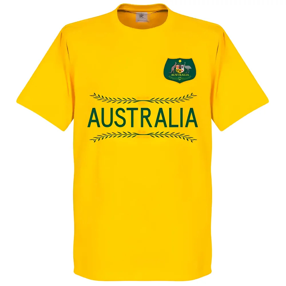 Australia Team Kids T-Shirt - Men's Polyester Made By: Soccer Tees Boys Yellow Extra Large