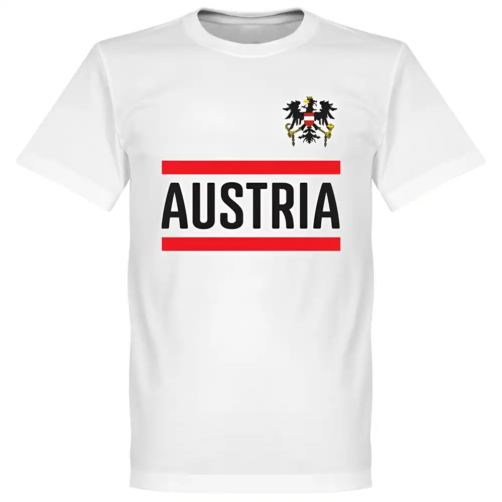 Austria Team T-Shirt - Polyester Made By: Soccer Tees Men's White Small