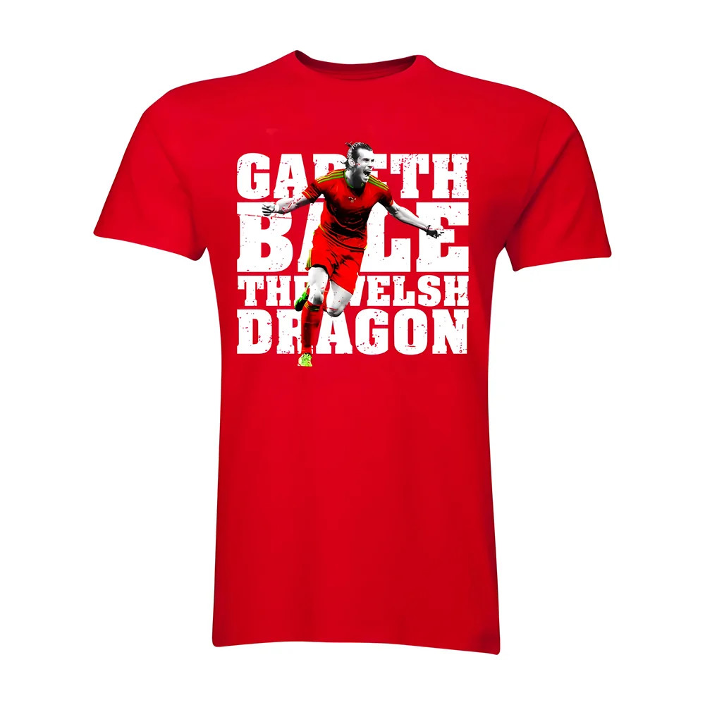 Gareth Bale The Welsh Dragon T-Shirt (Red) Polyester Manchester United Made By: Gildan Men's Red Small
