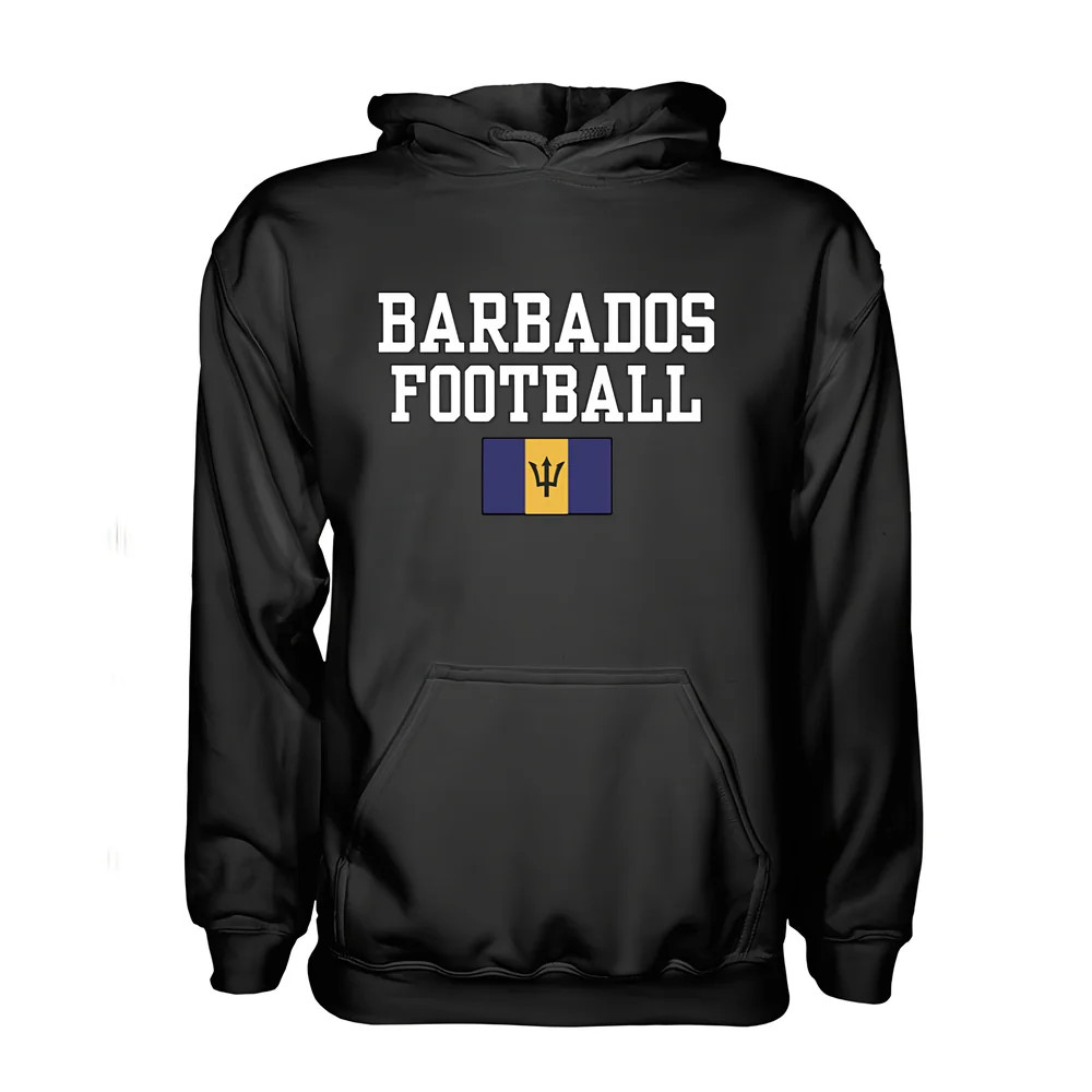 Barbados Football Hoodie - Polyester Made By: Soccer Tees Men's Black Medium