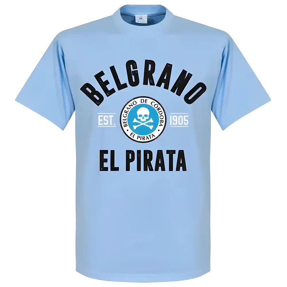 Belgrano Cordoba Established T-Shirt - Sky Polyester Made By: Soccer Tees Men's Sky Blue 4XL