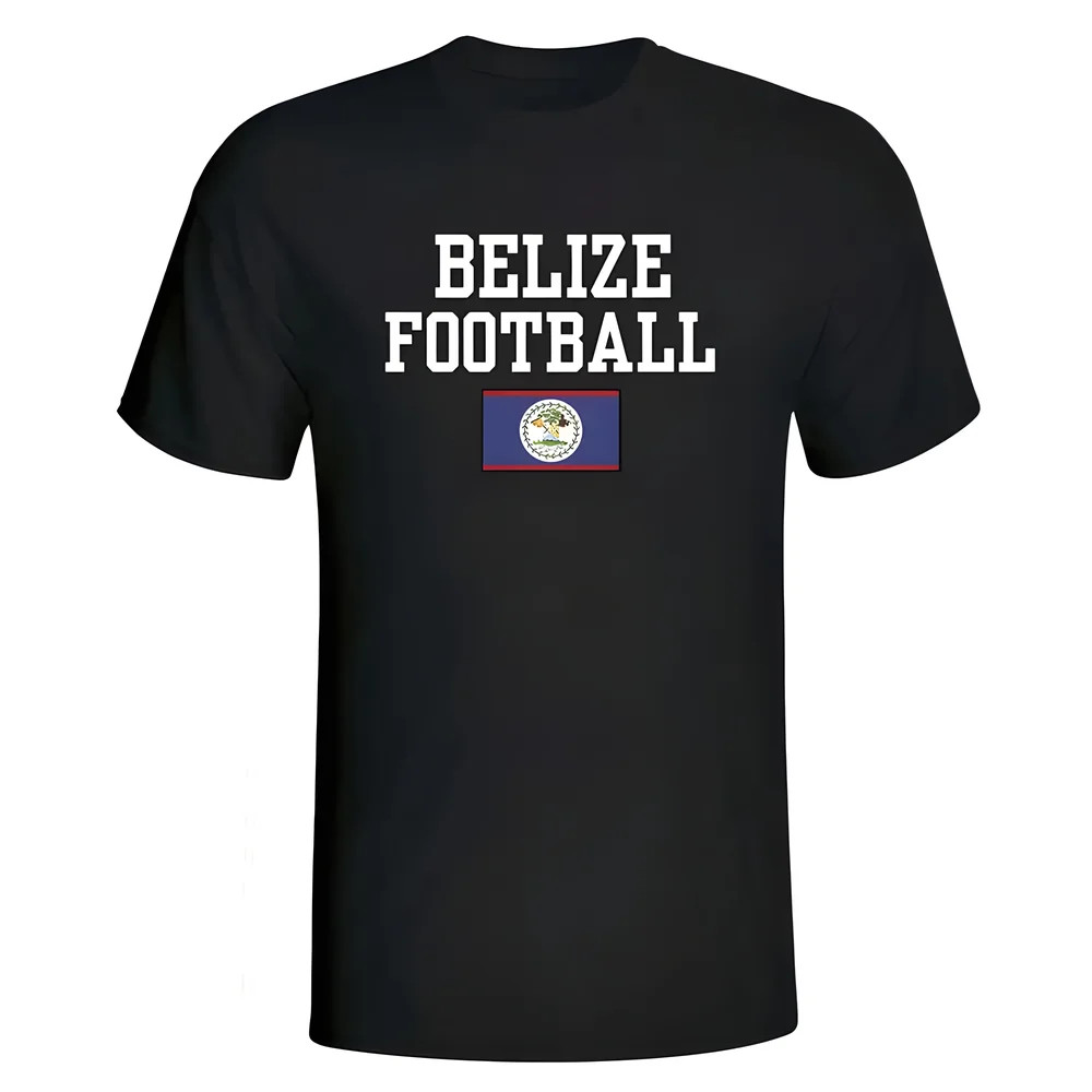 Belize Football T-Shirt - Polyester Made By: Soccer Tees Men's Black Extra Large
