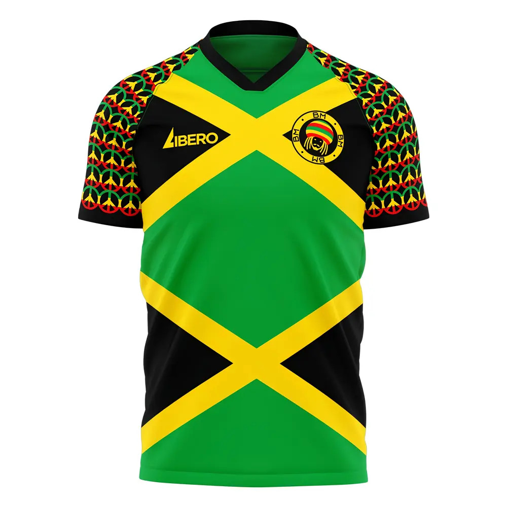 Jamaica Marley Concept Football Shirt (Libero) Polyester Made By: Libero Sportswear Men's Green 4XL