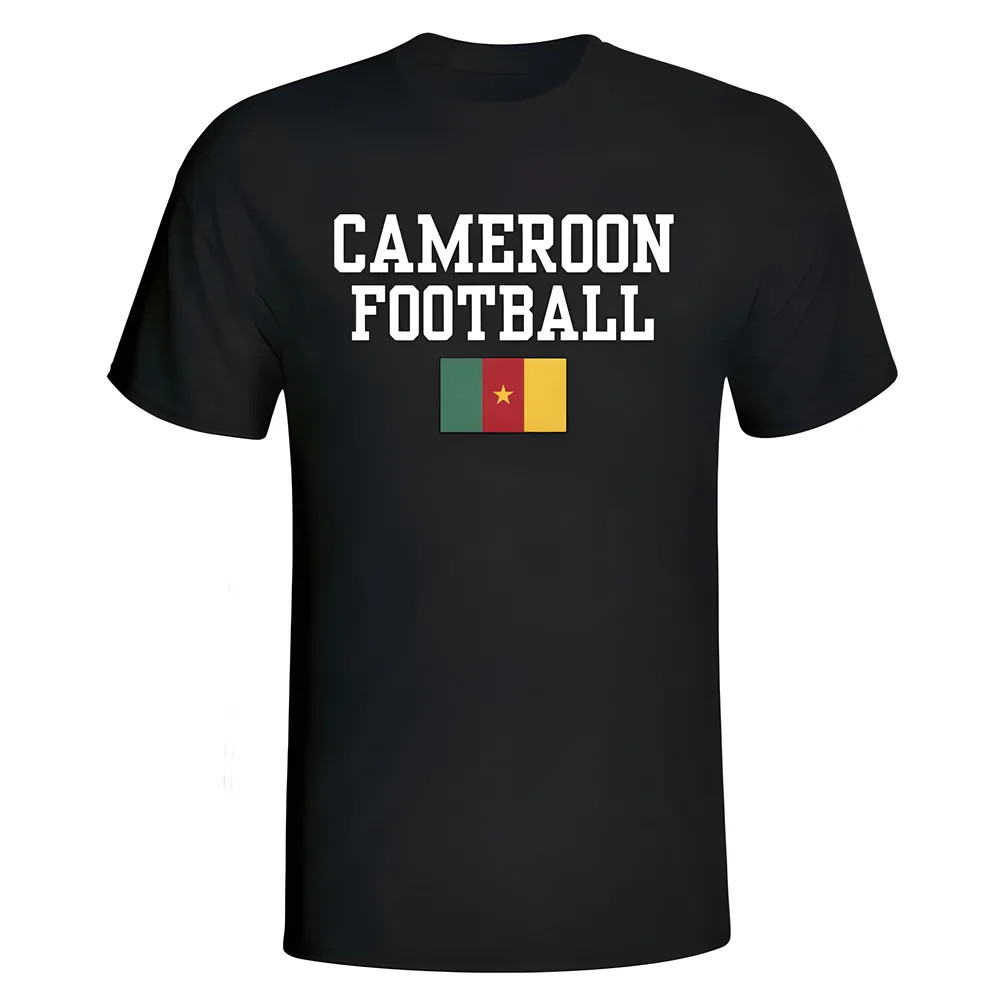Cameroon Football T-Shirt - Polyester Made By: Soccer Tees Men's Black Xxl