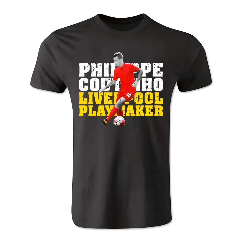 Philippe Coutinho Liverpool Playmaker T-Shirt (Black) Polyester Made By: Gildan Men's Black Xxl